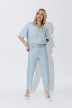 Light Denim Tencel Fluted Blogger Shirt
