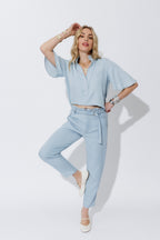 Light Denim Tencel Fluted Blogger Shirt