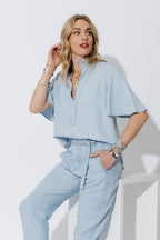 Light Denim Tencel Fluted Blogger Shirt