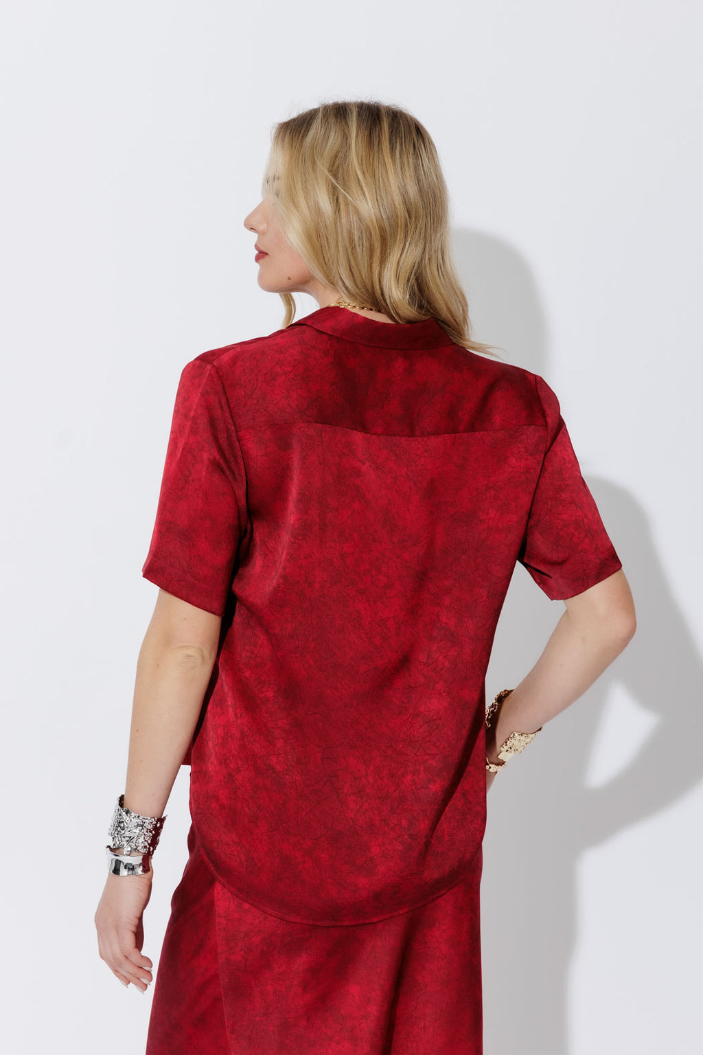 Red Silky Pocket Shirt