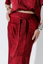 Red Belted Bias Skirt