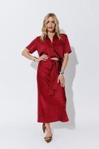 Red Belted Bias Skirt