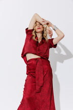 Red Silky Pocket Shirt