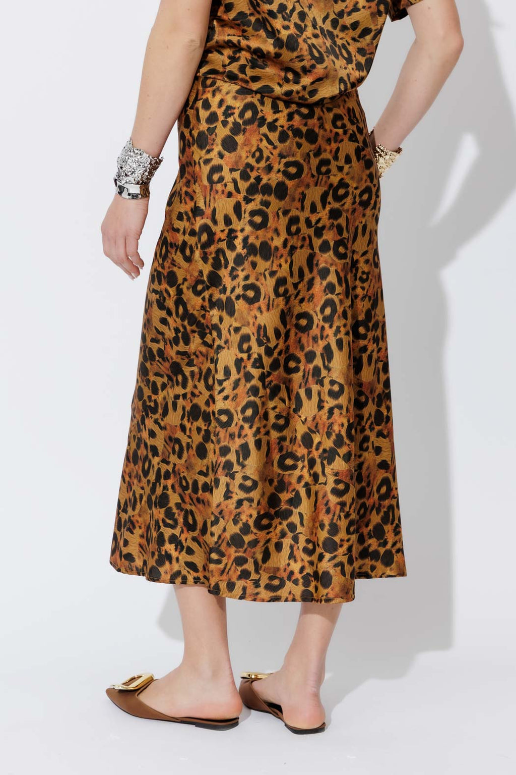 Animal Silky Bias Skirt