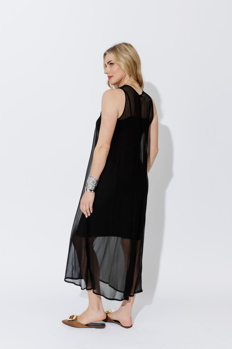 Black Viscose A-Line Dress