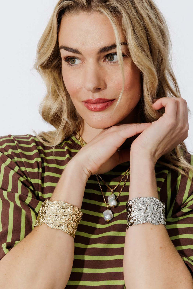 Silver Wide Textured Cuff