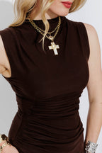 Gold Pearl Cross Necklace