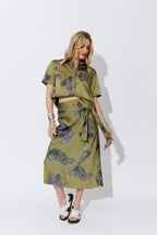 Olive Belted Bias Skirt