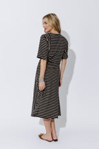Black/Beige Stripe Knit Dress