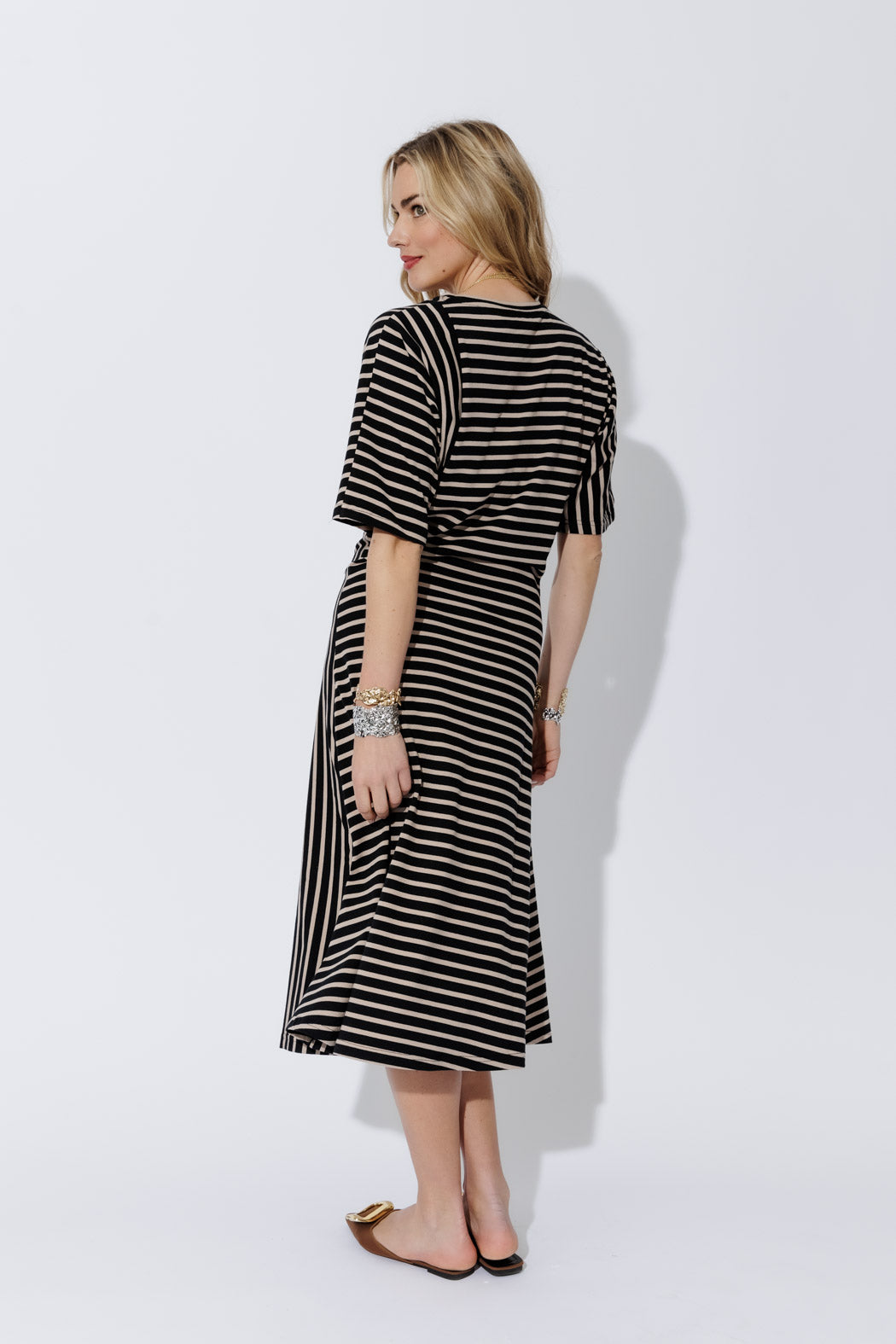 Black/Beige Stripe Knit Dress