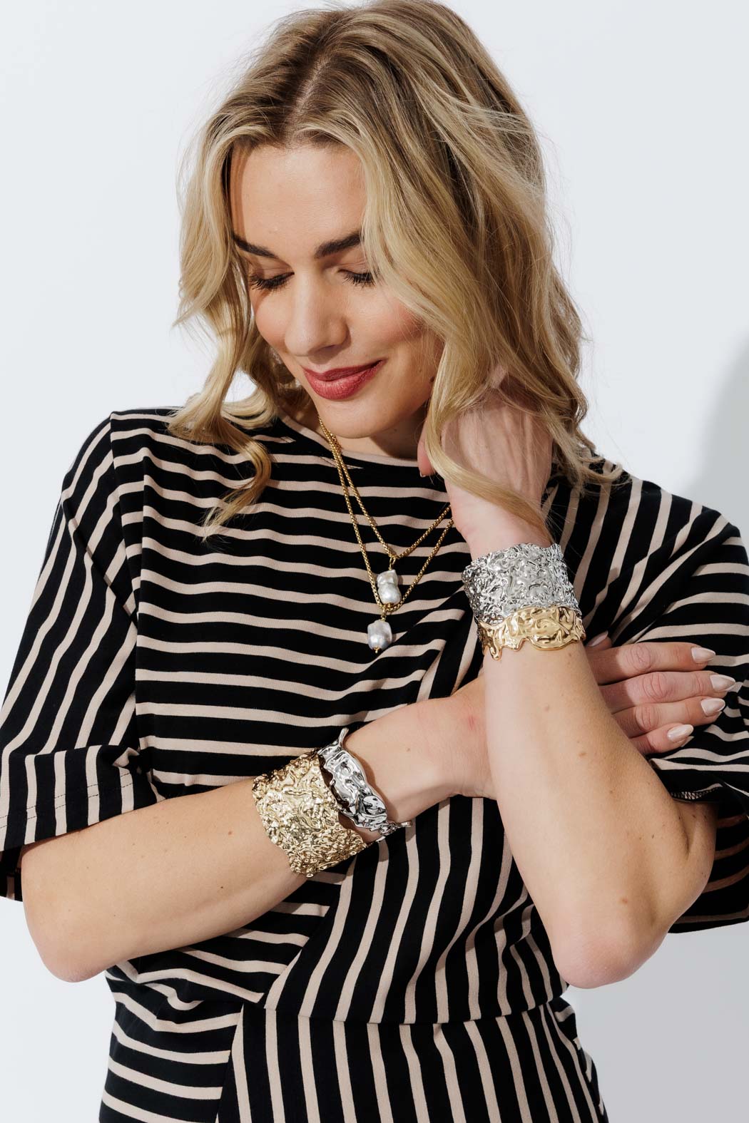 Silver Wide Textured Cuff
