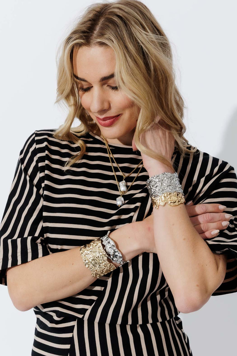 Silver Wide Textured Cuff