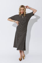Black/Beige Stripe Knit Dress