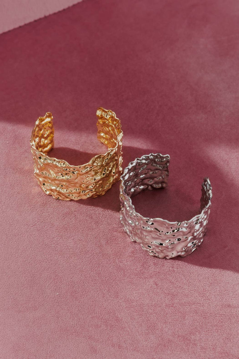 Silver Wide Textured Cuff