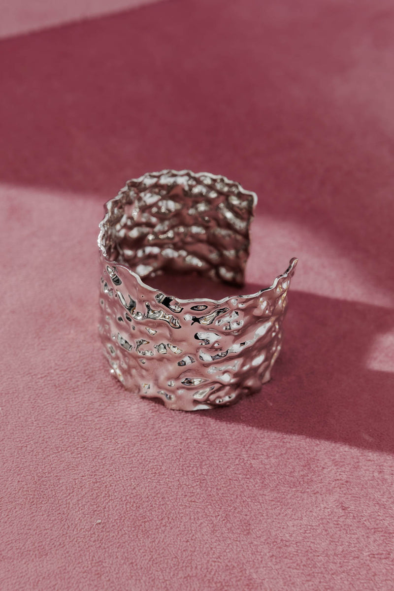 Silver Wide Textured Cuff