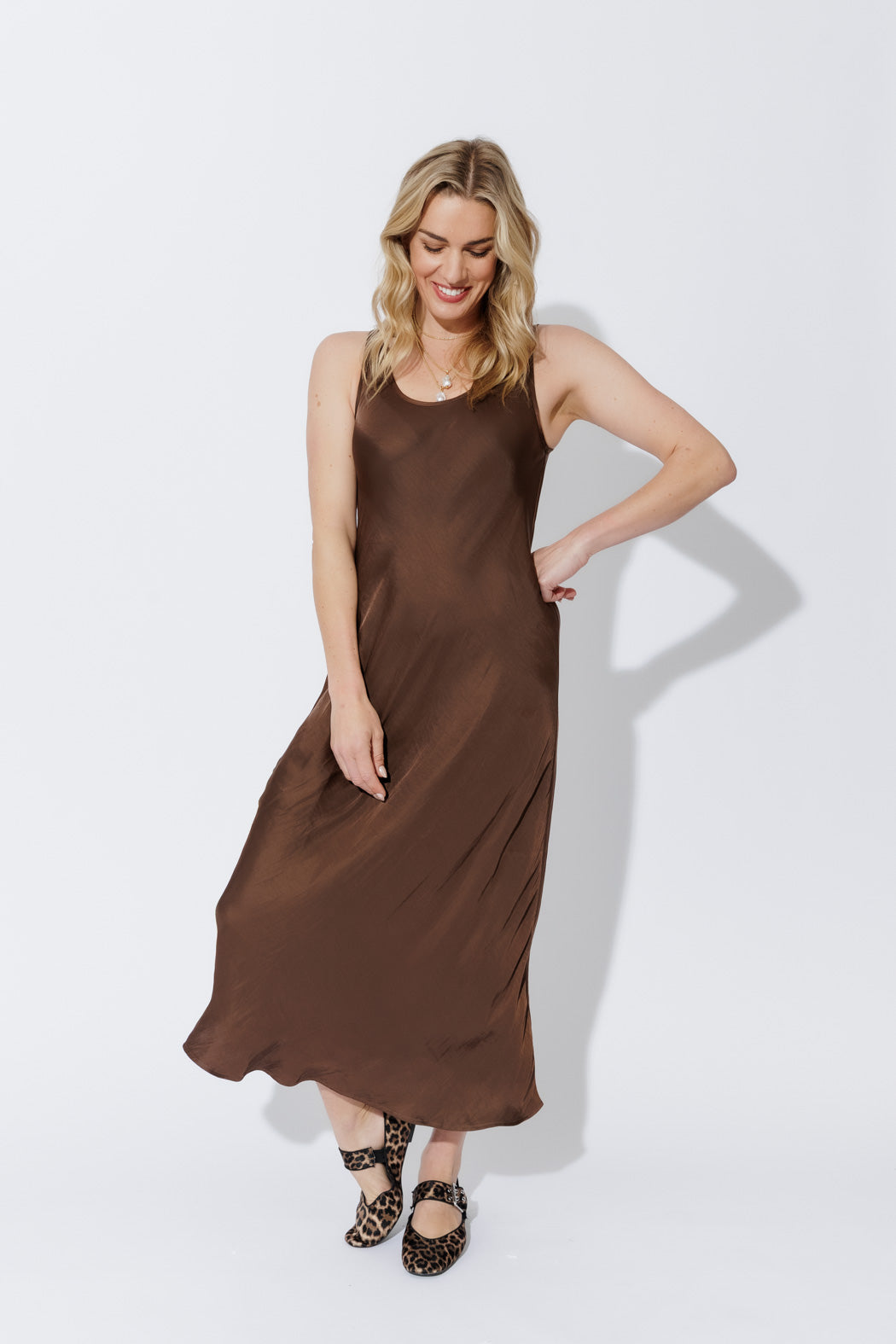 Chocolate Glow Bias Dress