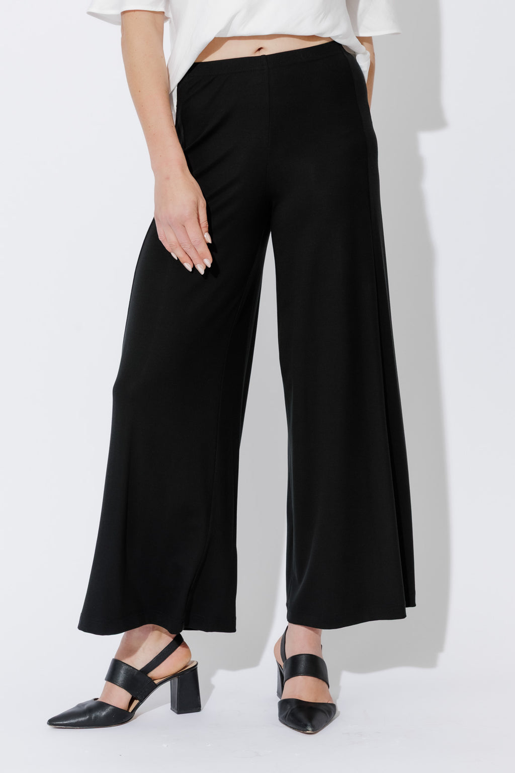 Black Tencel Wide Leg Pant