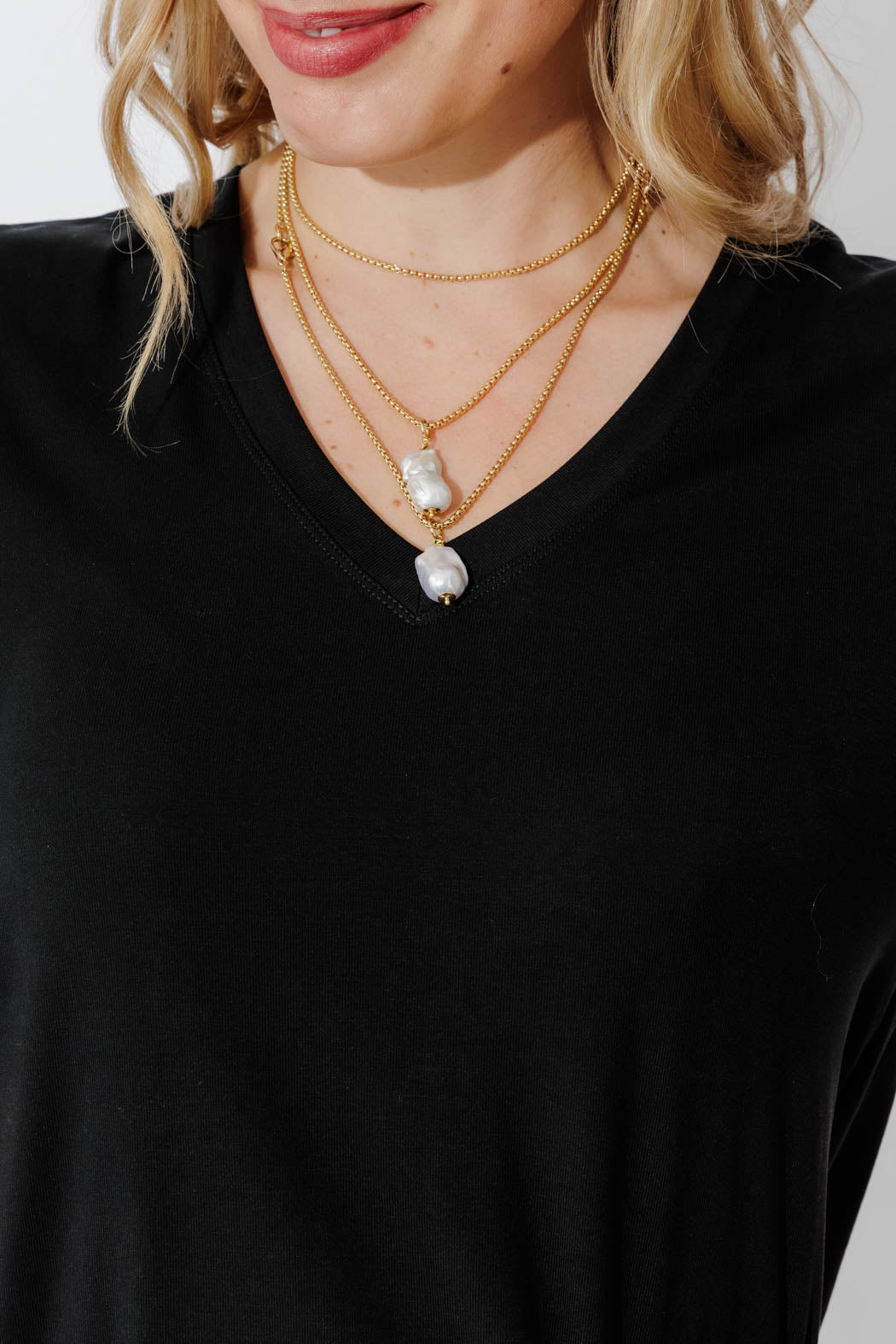 Black Tencel V-Neck T-Shirt