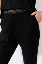 Black Tencel Pull On Cargo Pant