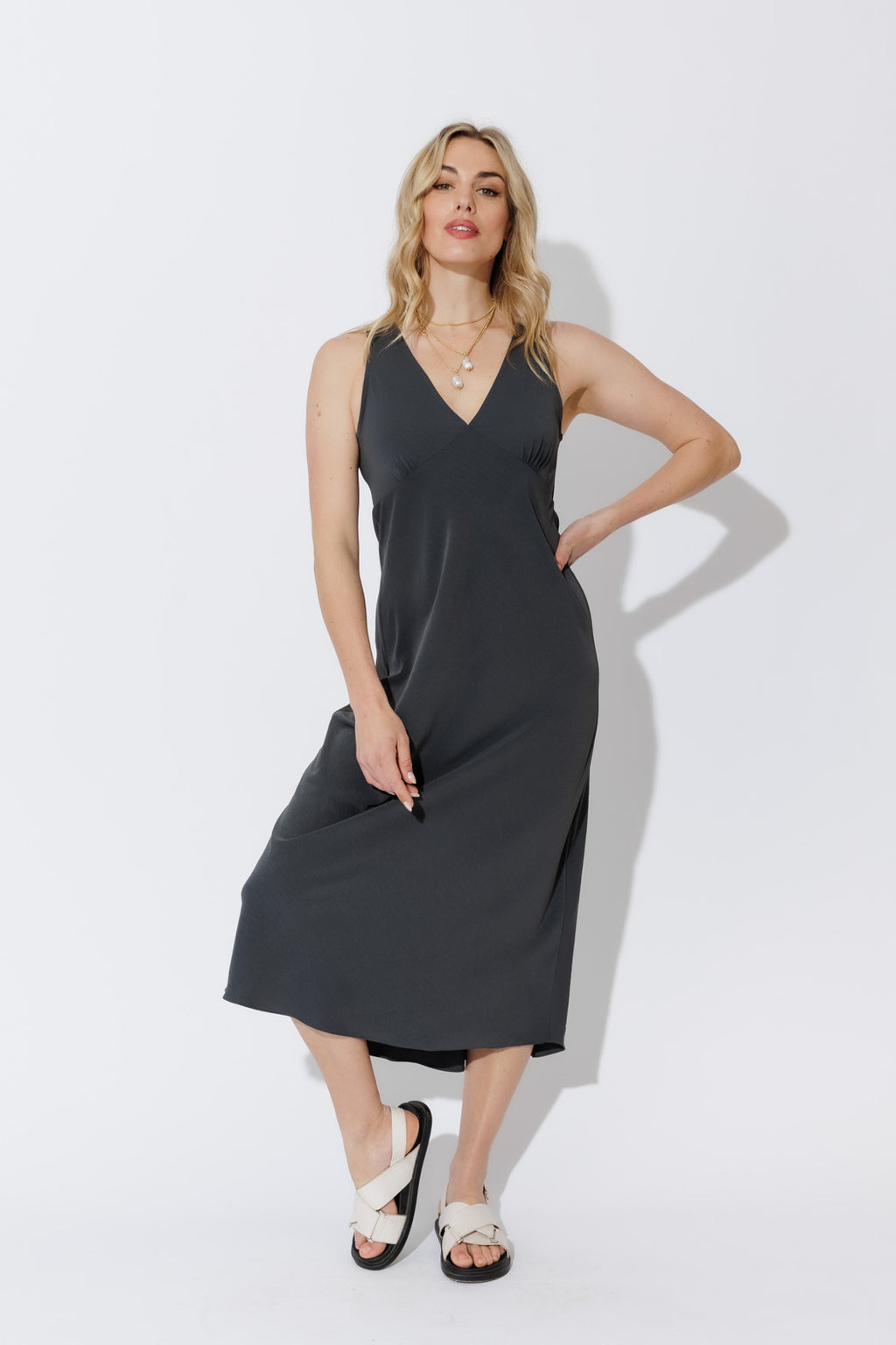Charcoal Luxury Bias Dress