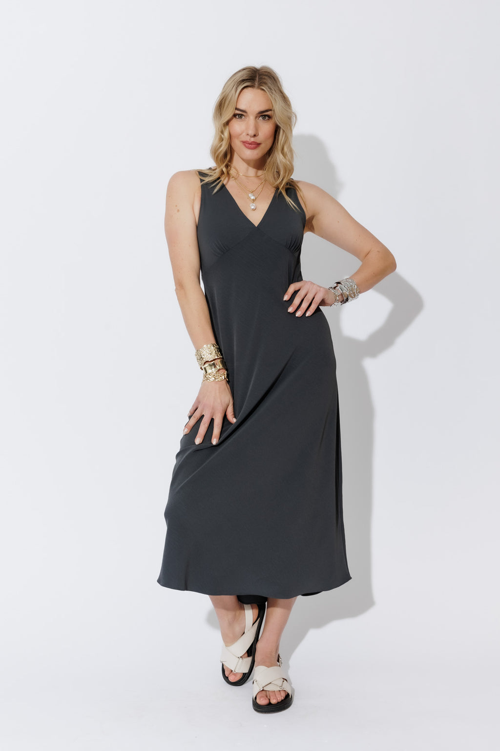 Charcoal Luxury Bias Dress