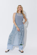 Blue Chiffon A-Line Dress