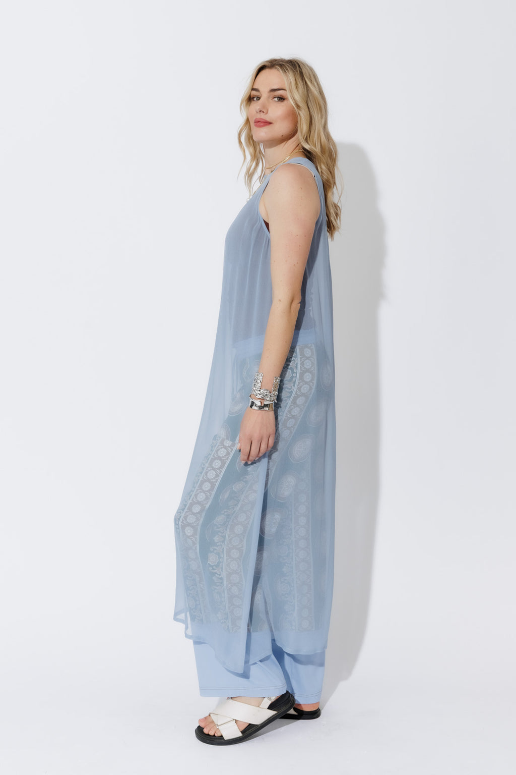 Blue Chiffon A-Line Dress
