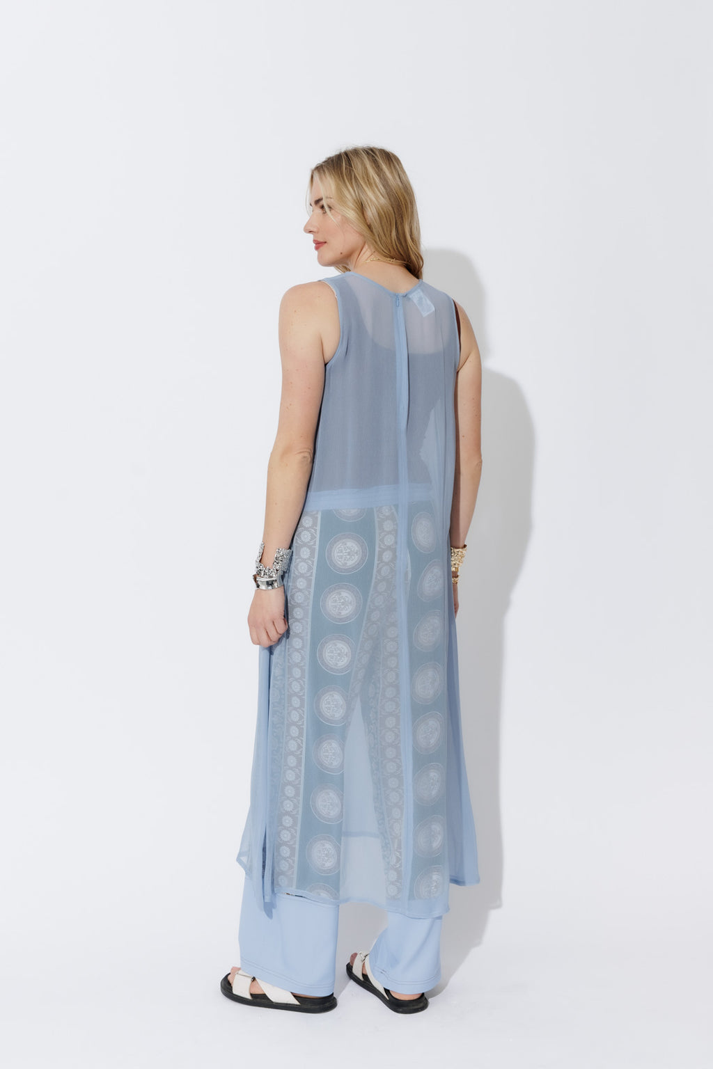 Blue Chiffon A-Line Dress