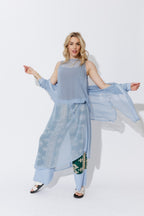 Blue Chiffon A-Line Dress