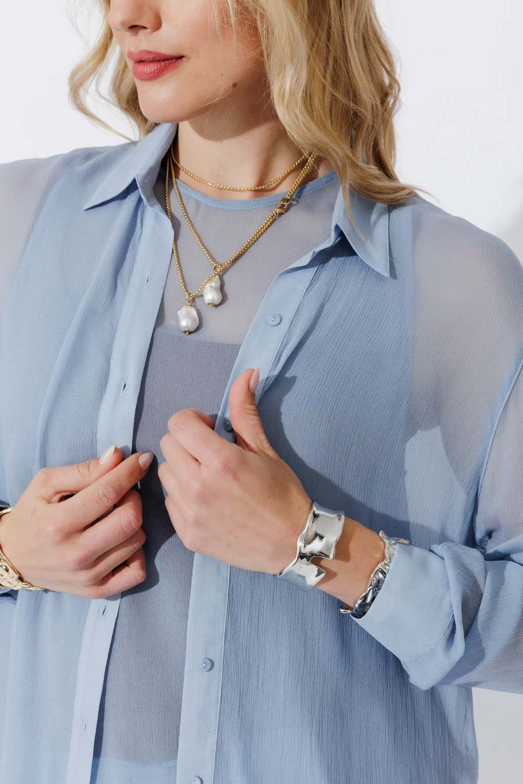 Blue Chiffon Charlie Shirt