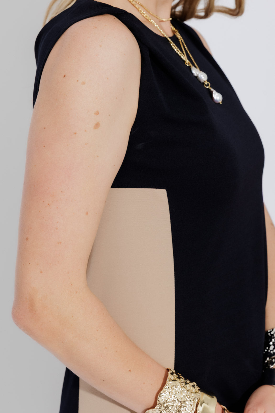 Navy Twist Shoulder Dress