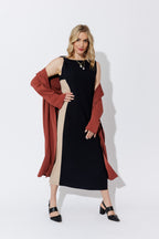 Navy Twist Shoulder Dress