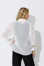 White Chiffon Drawstring Shirt