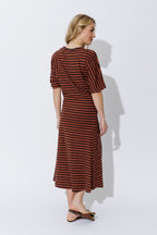 Tan/Navy Stripe Knit Dress