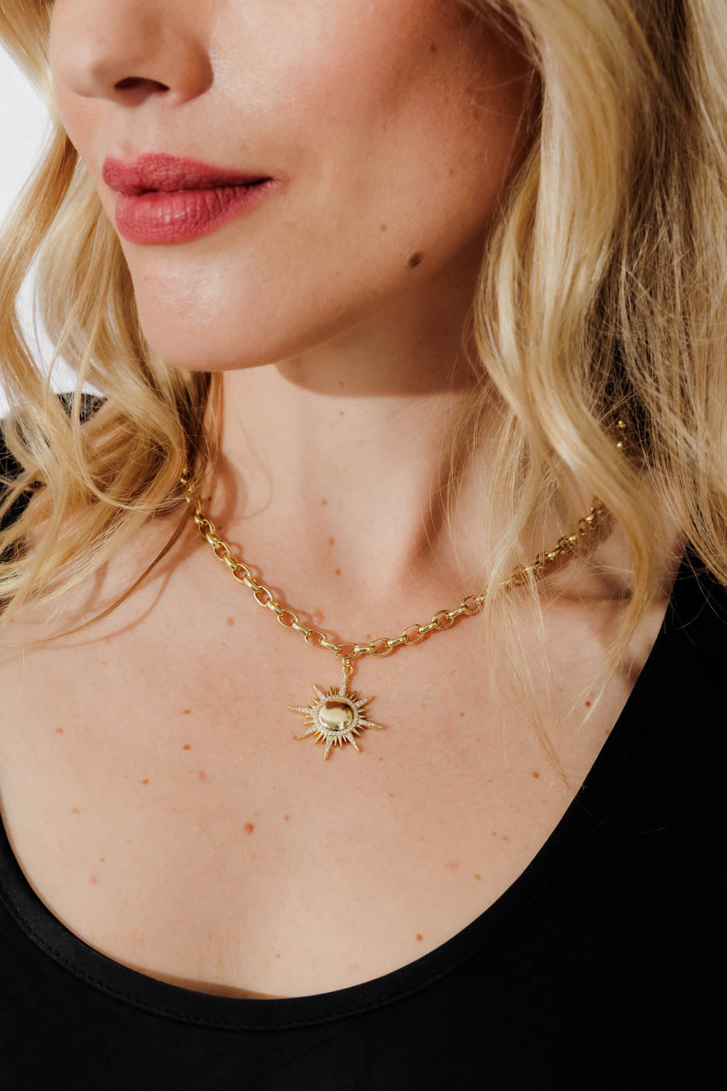 Gold Diamonte Sun Necklace