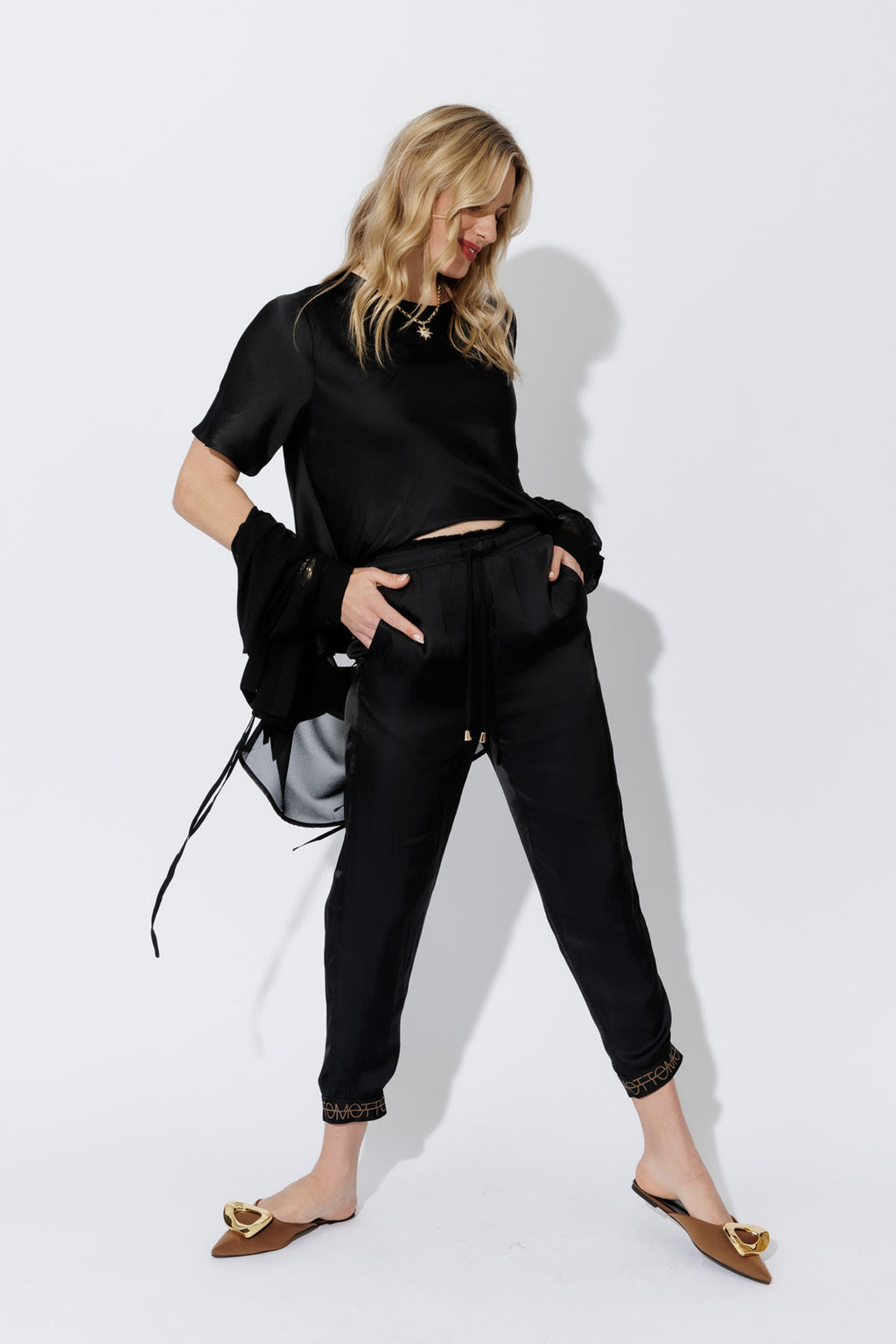 Black Glow Pull On Pant