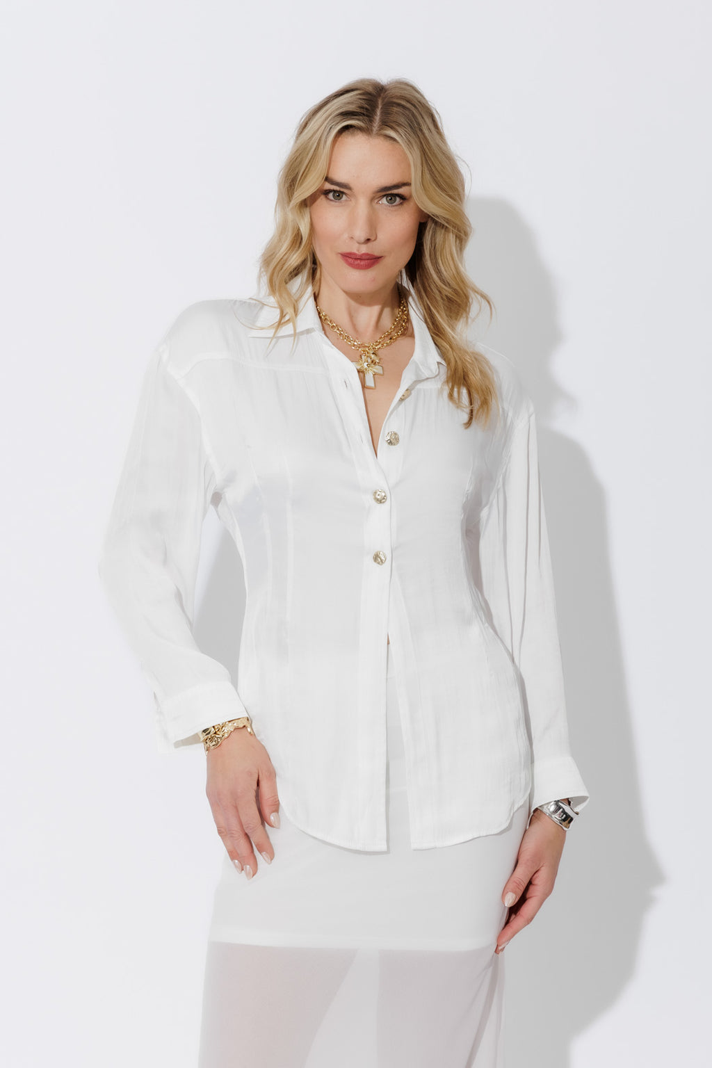 White Silky Hourglass Shirt