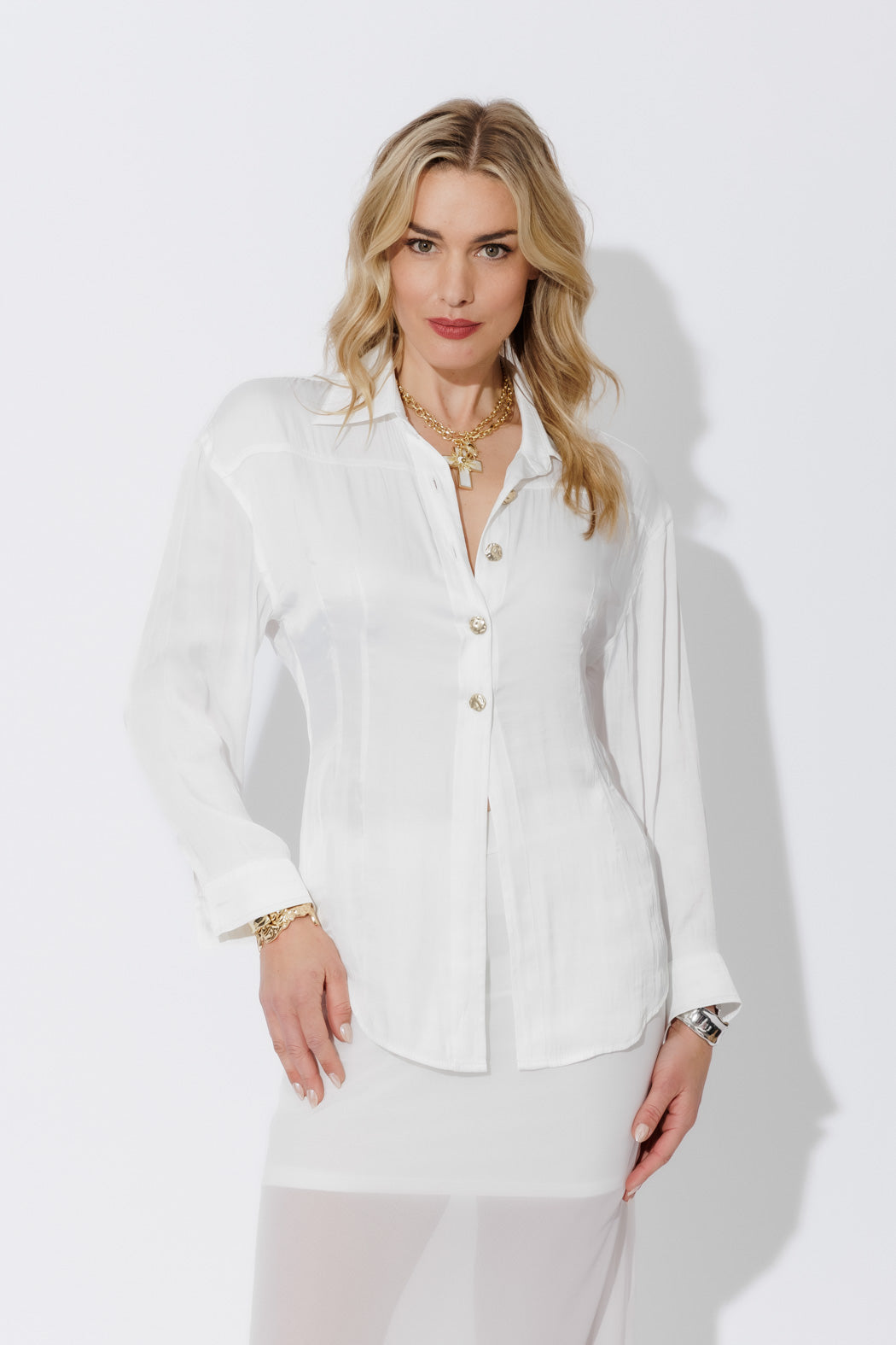 White Silky Hourglass Shirt