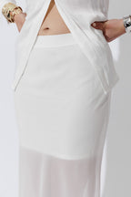 White Chiffon Bias Skirt
