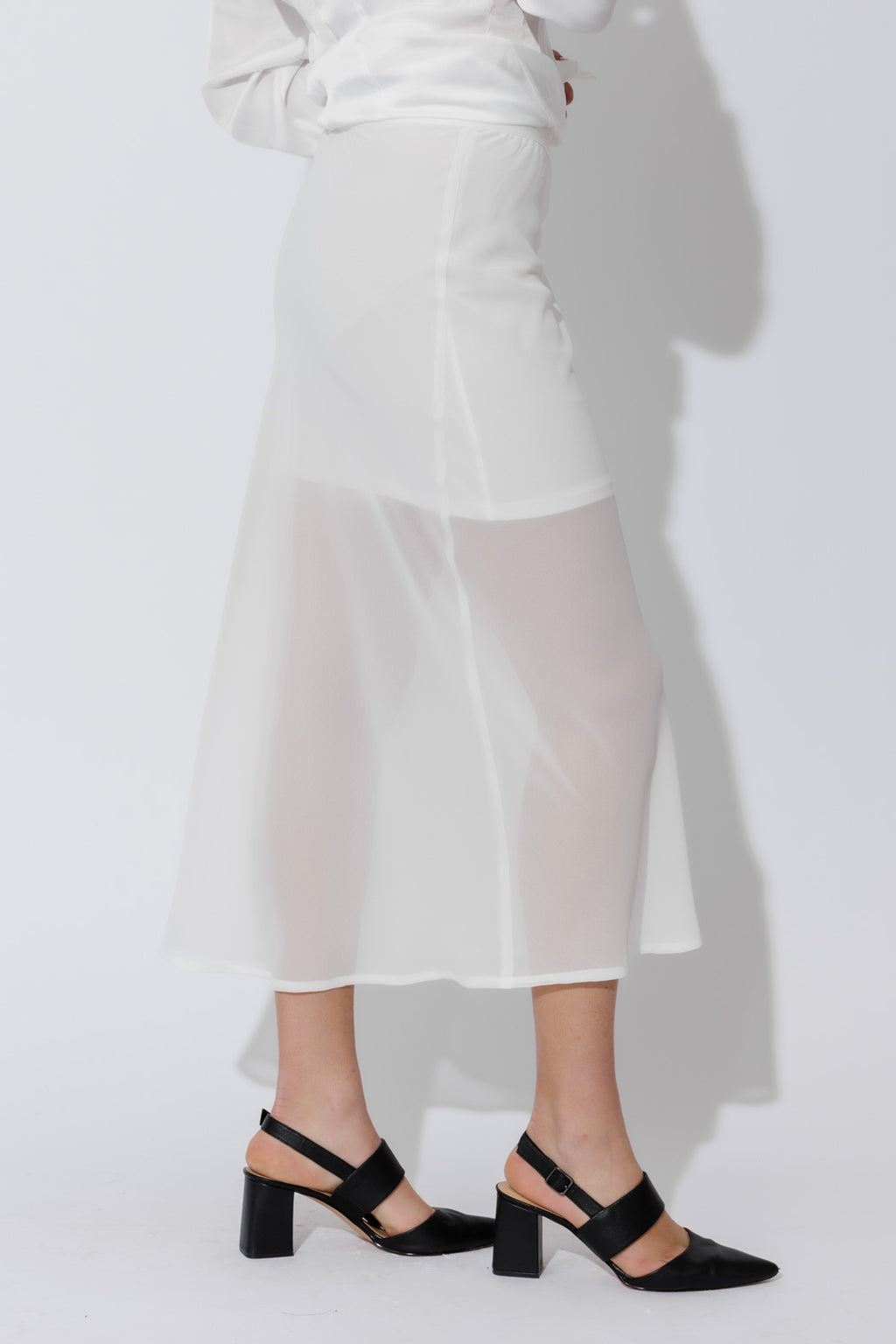 White Chiffon Bias Skirt