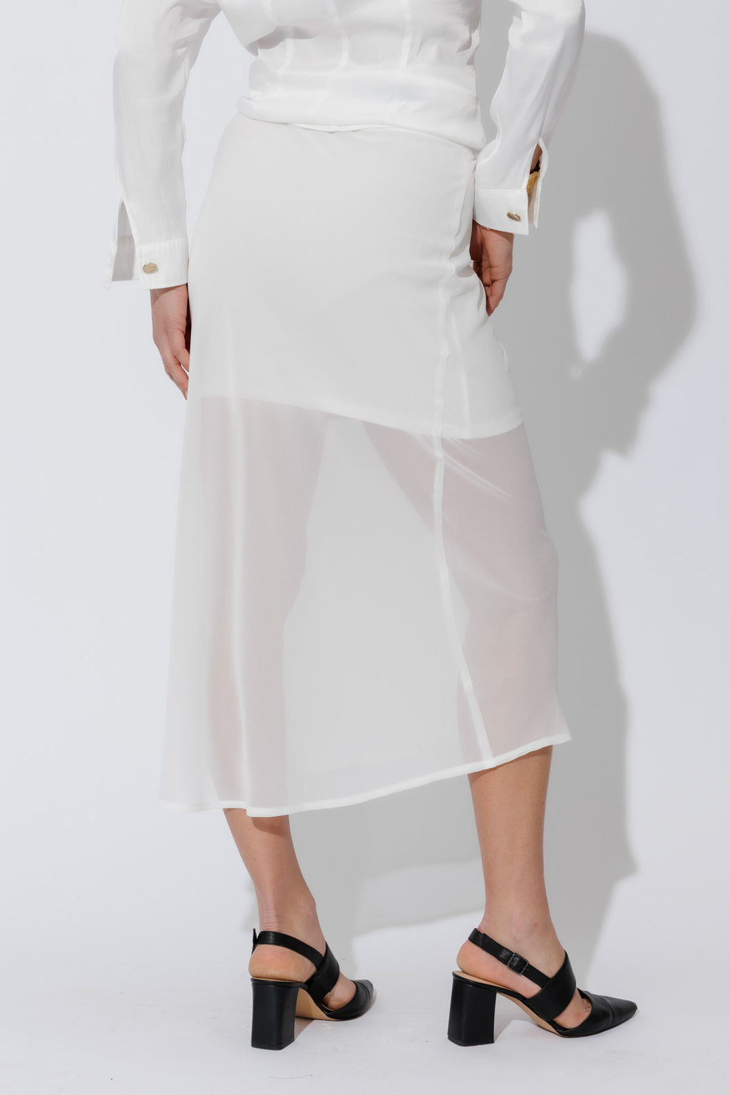 White Chiffon Bias Skirt