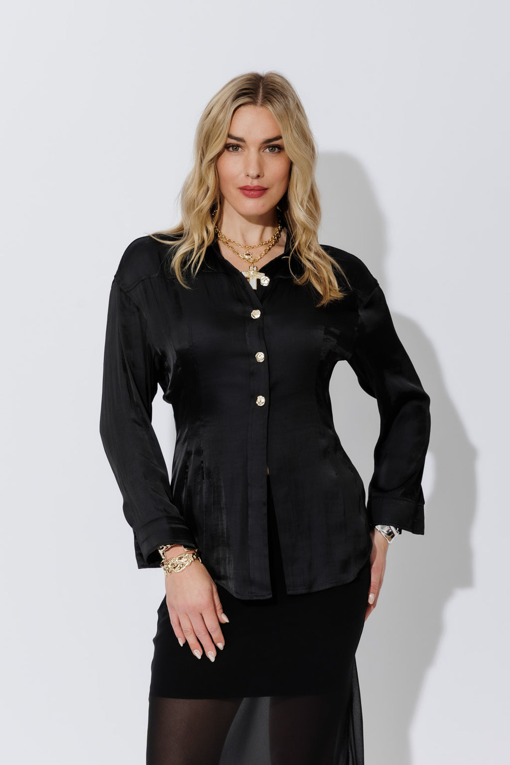 Black Silky Hourglass Shirt