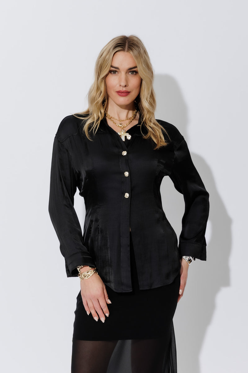 Black Silky Hourglass Shirt