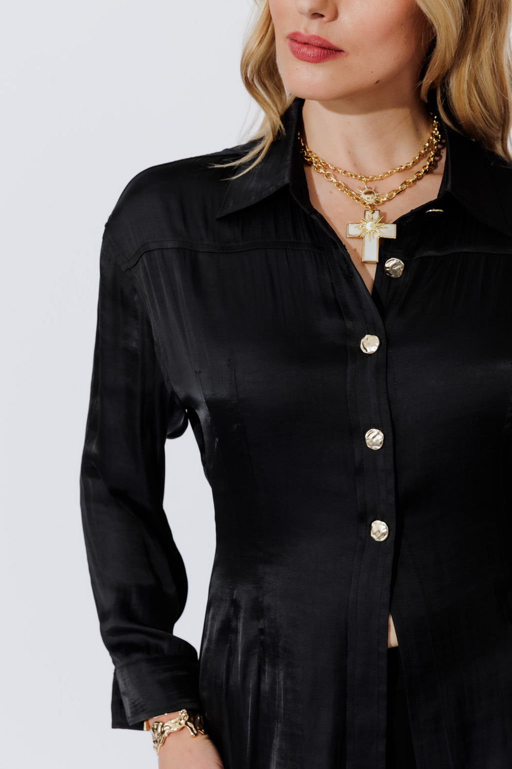 Black Silky Hourglass Shirt