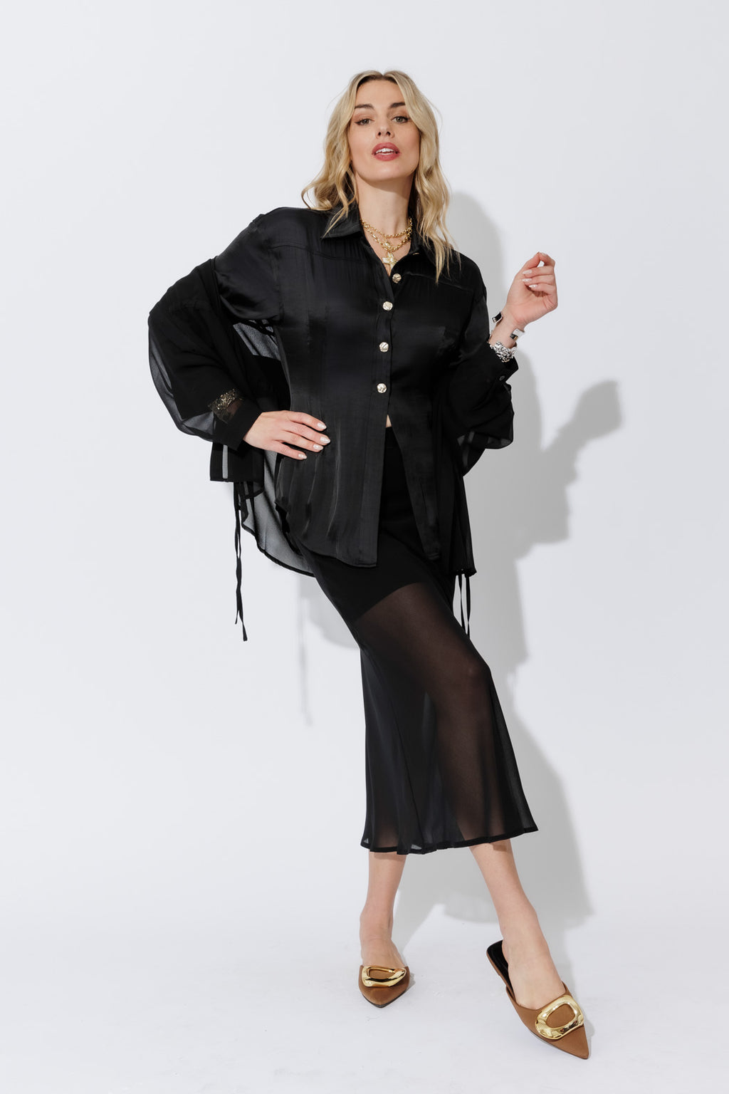 Black Silky Hourglass Shirt