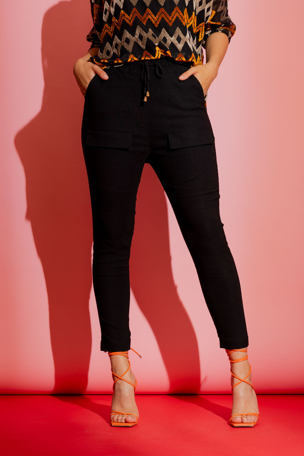 Black Slim Leg Cargo Pant