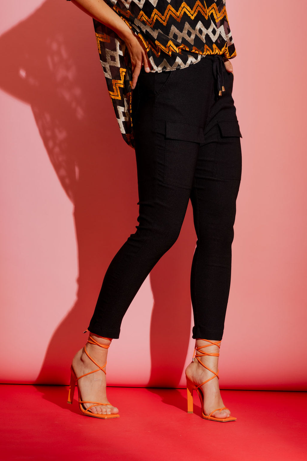 Black Slim Leg Cargo Pant