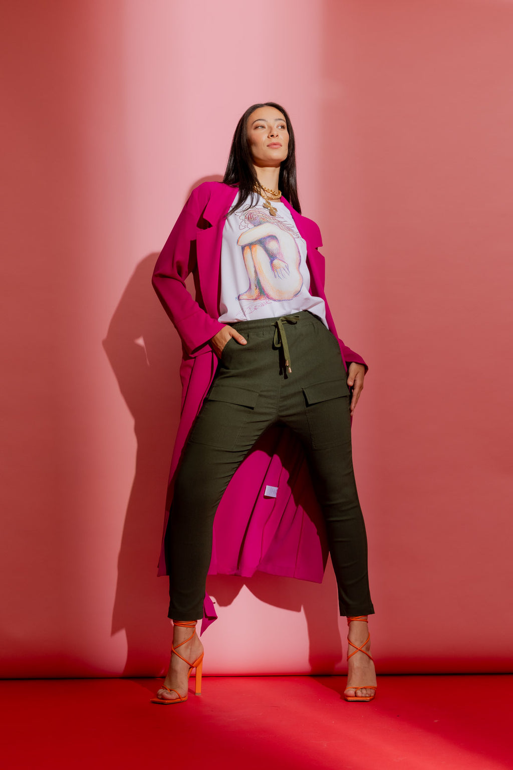 Khaki Slim Leg Cargo Pant