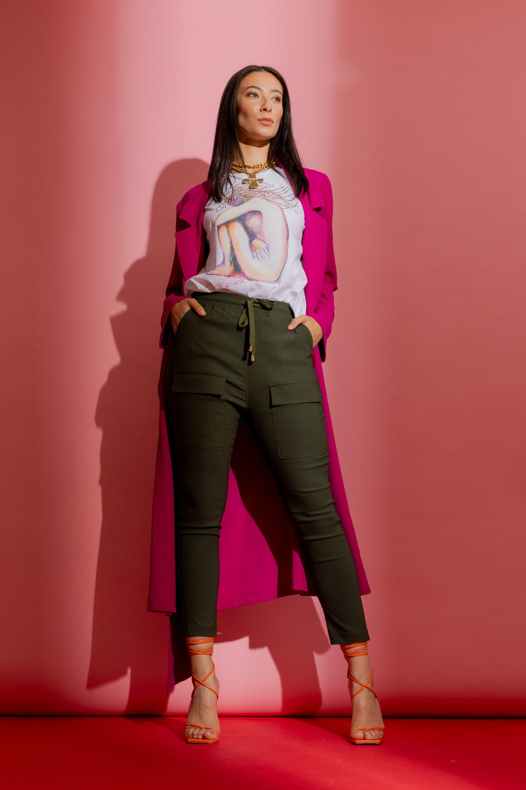 Khaki Slim Leg Cargo Pant