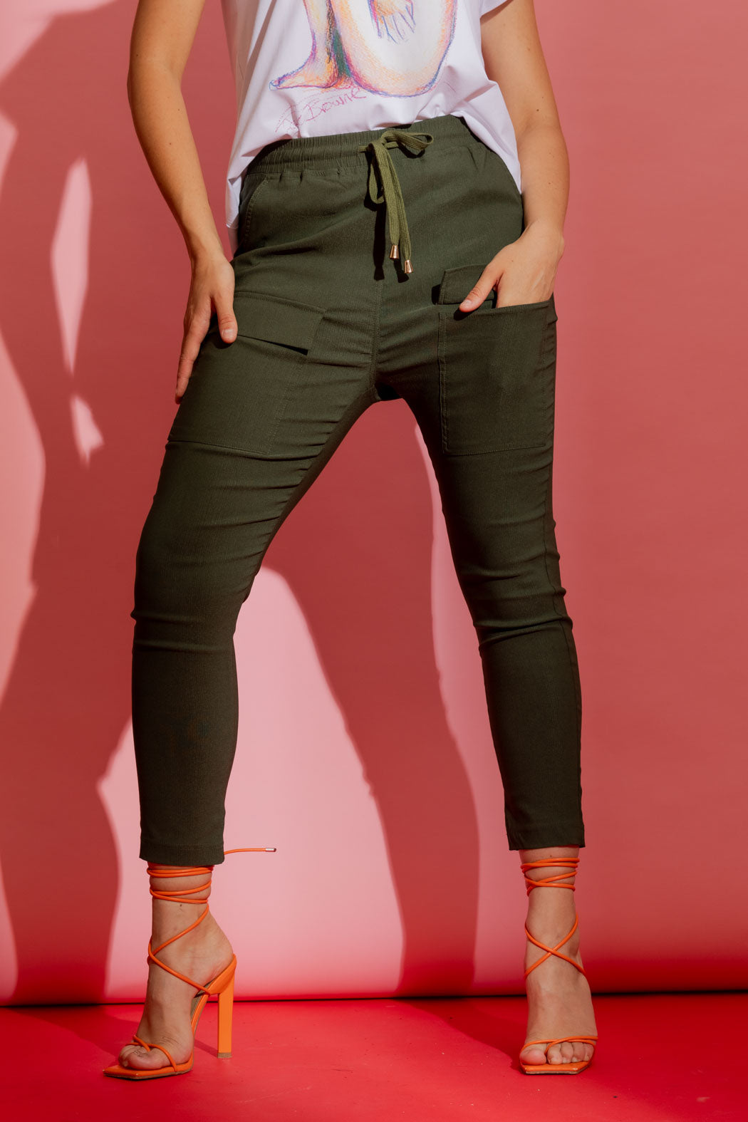 Khaki Slim Leg Cargo Pant